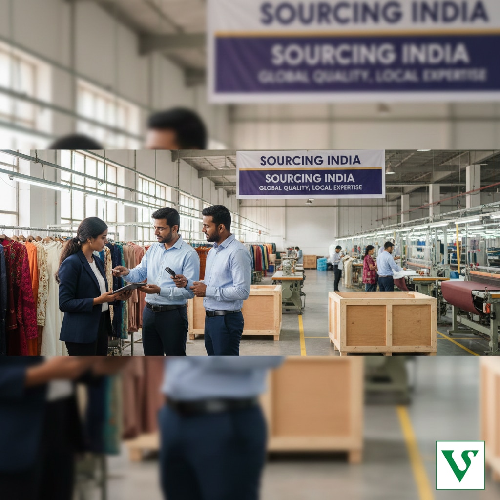 Professional sourcing agents in India conducting a factory audit and quality control inspection for apparel manufacturing.
